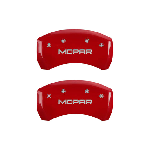 MGP 4 Caliper Covers Engraved Front & Rear MOPAR Red finish silver ch - 32016SMOPRD