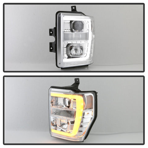 Spyder 08-10 Ford F-250 Ver 2 Proj Headlight - Switch Back Light Bar - Chrome - PRO-YD-FS08V2-SBLB-C - 5086211