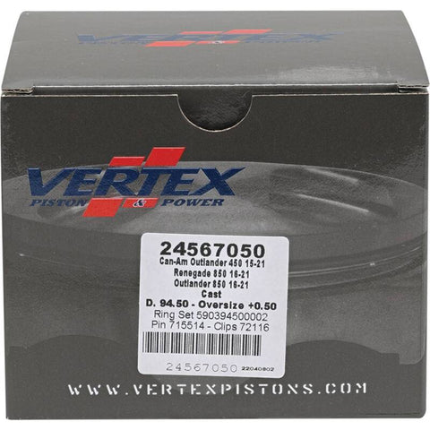Vertex Piston 17-21 Can-Am Outlander 450 4x4 450cc +0.50mm Oversized Cast Replica Piston Kit - 24567050