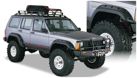 Bushwacker 84-01 Jeep Cherokee Cutout Style Flares 4pc Fits 4-Door Sport Utility Only - Black - 10911-07