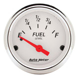 Autometer Arctic White 52mm 0-30 OHM Short Sweep Electronic Fuel Level Gauge - 1318