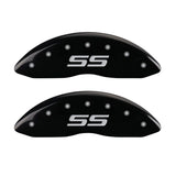 MGP 4 Caliper Covers Engraved Front & Rear Monte Carlo style/SS Black finish silver ch - 14217SSS4BK
