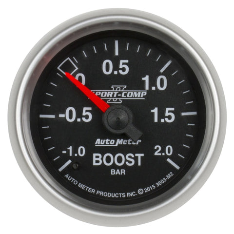 Autometer Sport-Comp II Gauge Vac/Boost 2 1/16in -1 - +2 Bar Mechanical Sport-Comp II - 3603-M2