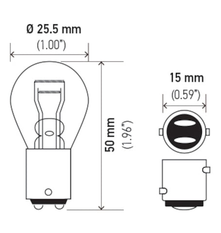 Hella Bulb 1034 12V 23/8W BAY15D S8 - 1034