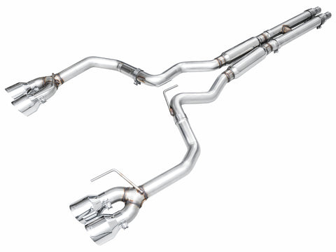 AWE 2024 Ford Mustang Dark Horse S650 RWD Track Edition Cat-Back Exhaust w/ Quad Chrome Silver Tips - 3020-42375