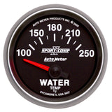 Autometer Sport-Comp II 52mm 100-250 F Short Sweep Electronic Water Temperature Gauge - 3637