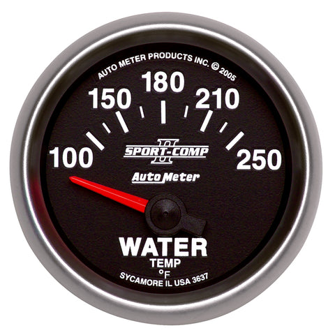Autometer Sport-Comp II 52mm 100-250 F Short Sweep Electronic Water Temperature Gauge - 3637