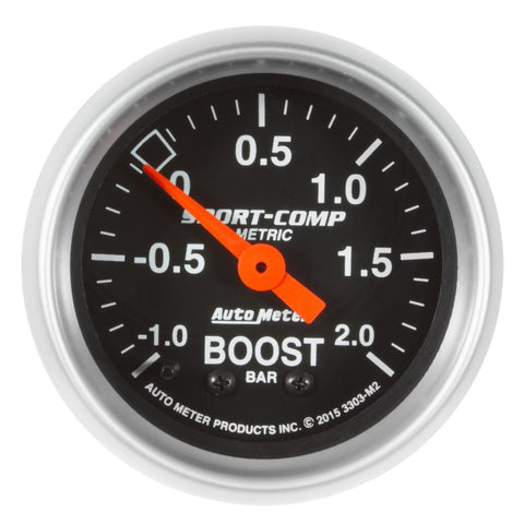 Autometer Sport-Comp Gauge Vac/Boost 2 1/16in -1 - +2 Bar Mechanical Sport-Comp - 3303-M2