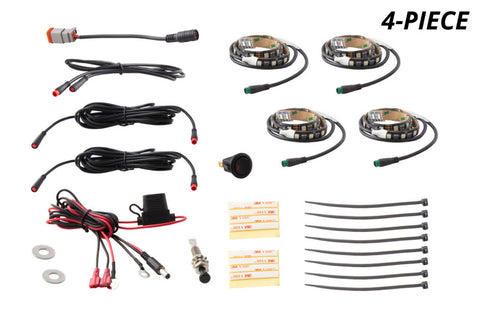 Diode Dynamics RGBW Engine Bay Strip Kit 2pc Multicolor - DD0440