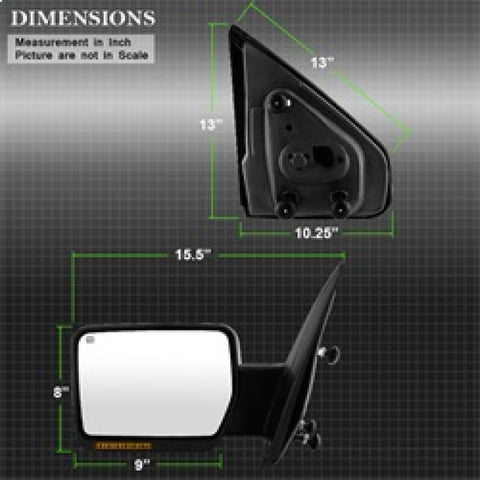 xTune Ford F150 07-14 Power Heated Amber LED Signal OE Mirror Left MIR-03349EH-P-L - 9935336