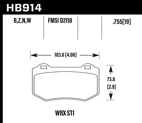 Hawk 2018 Subaru WRX STI HP Plus Rear Brake Pads - HB914N.580