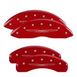 MGP 4 Caliper Covers Engraved Front & Rear Style 2/Chrysler Wing Red finish silver ch - 32009SCW2RD