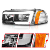 ANZO 99-17 GMC Sierra/Denali Headlights Black Amber (w/C Light Bars) - 111522