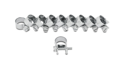 Vibrant Fuel Injector Style Mini Hose Clamps 13-15mm clamping range Pk of 10 Zinc Plated Mild Steel - 12236