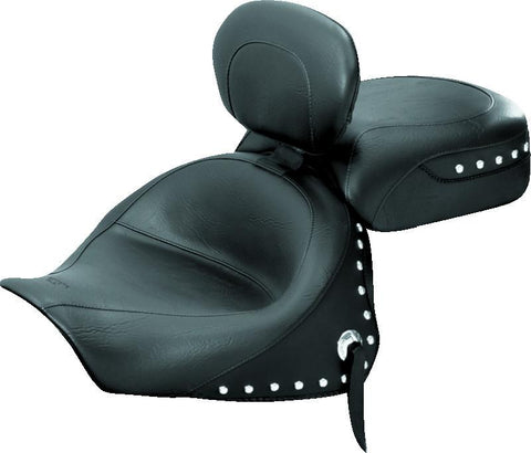Mustang 03-08 Kawasaki Vulcan 1600 Classic,05-08 Nomad Tour 2PC Seat w/Driver Backrest Studs - Black - 79350