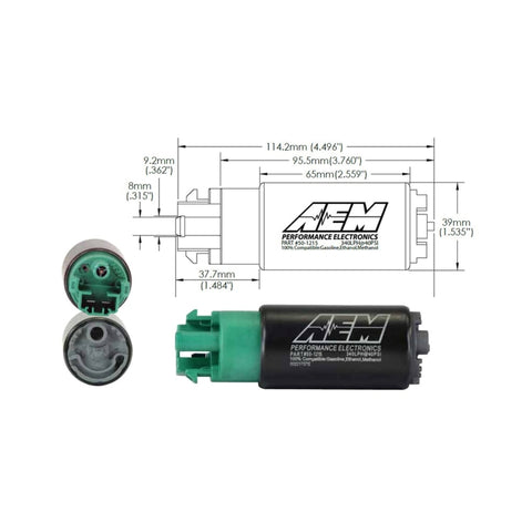 AEM 340LPH 65mm Fuel Pump Kit w/ Mounting Hooks - Ethanol Compatible - 50-1215