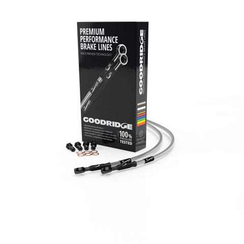 Goodridge 96-03 Harley-Davidson XL1200 Classic Black Front Brake Line w/Clear Fitting - HD6883-1FB-CL