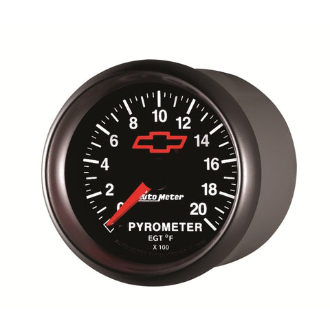 AutoMeter Gauge Pyrometer (Egt) 2-1/16in. 2000 Deg. F Stepper Motor Chevy Red Bowtie Black - 3645-00406