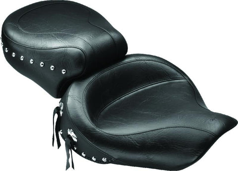 Mustang 91-05 Harley Dyna Wide Touring 1PC Seat w/Studs - Black - 75530