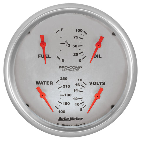Autometer Ultra-Lite Quad Gauge 5in. 0 Ohm (E) - 90 Ohm (F) Electric - 4419