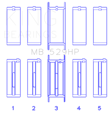 King Ford 260CI/289CI/302 5.0L Windsor (0.010 Size) Main Bearing Set - MB529HP010