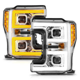 ANZO 17-19 Ford F-250/350/450 SD (w/o Factory LED HL) LED Proj Headlights w/Light Bar Switchback Chr - 111578