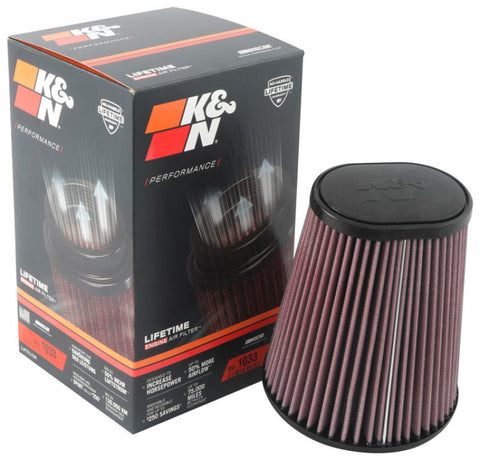 K&N Universal Clamp-On Air Filter 3-1/2in 10 Degree Flange 5-3/4in B 4-1/2in x 3-1/4in T 7in H - RU-1033