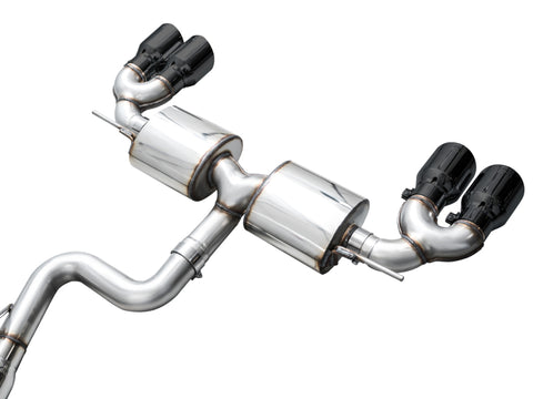 AWE Tuning MK8 Volkswagen Golf R 3in Touring Edition Quad Exhaust - Diamond Black Tips - 3015-43658
