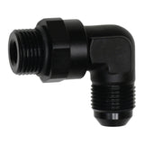 DeatschWerks 8AN ORB Male Swivel to 8AN Male Flare 90-Degree Fitting - Anodized Matte Black - 6-02-0411-B