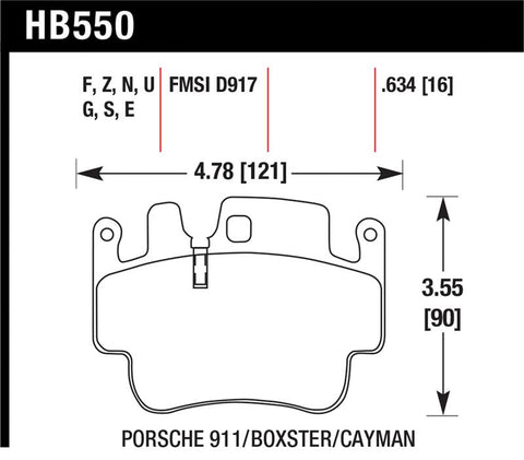 Hawk Porsche 911 / Cayman / Boxster Front /Rear DTC-70 Race Brake Pads - HB550U.634