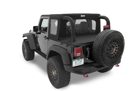 Bestop 07-18 Jeep Wrangler JK 2-Door Halftop Soft Top (Premium Black Twill) - 53900-17