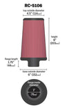 K&N Universal ChromeRound Tapered Air Filter 3in Flange ID / 6in Base OD / 4.5in Top OD / 8in Height - RC-5106