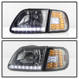 xTune Ford F150 97-03 Crystal Headlights w/ Clear LED Corners Smoke HD-ON-FF15097-LED-SET-SM - 5014801
