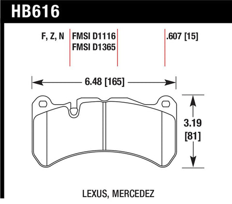 Hawk 08-09 Lexus IS-F HPS Street Front Brake Pads - HB616F.607