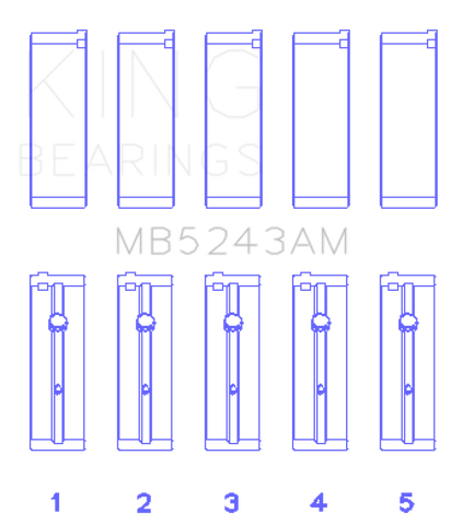 King Engine Bearings Nissan SR20DE (Size 0.5mm) Performance Main Bearing Set - MB5243AM0.5