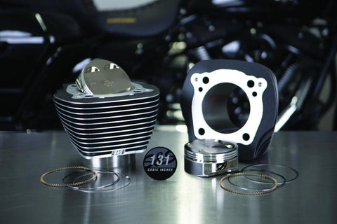 S&S Cycle 2017+ M8 Models 4.250in Bore 4-5/8in Stroke Cylinder Kit - Wrinkle Black w/ Highlight - 910-0762