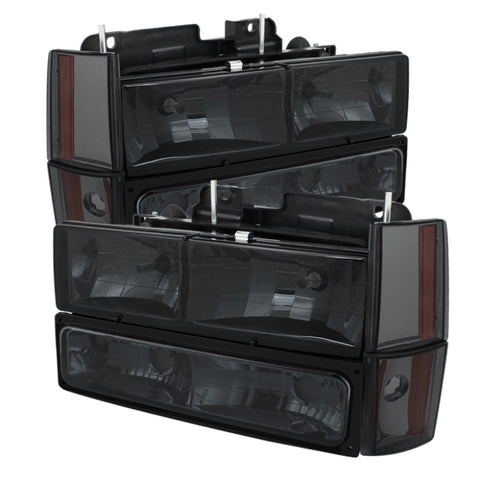 xTune GMC Yukon 92-93 Crystal Headlights w/ Corner & Bumper Smoke HD-JH-GMCCK88-AM-SM-SET - 5073525