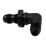 DeatschWerks 6AN Male Flare to 6AN Male Flare Bulkhead Adapter 90-Degree - Anodized Matte Black - 6-02-0710-B