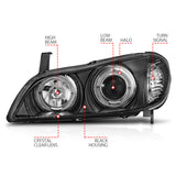 ANZO 2000-2004 Infiniti I30 Projector Headlights w/ Halo Black - 121077