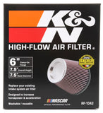 K&N Round Tapered Universal Air Filter 6in Flange ID x 7.5in Base OD x 5in Top OD x 6.5in Height - RF-1042