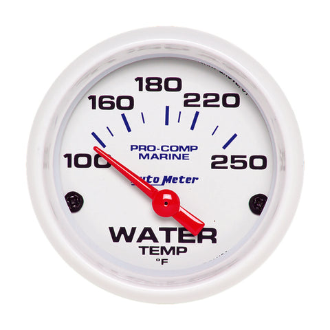 Autometer Marine White Gauge 2-1/16in Electric Water Temperature Gauge 100-250 Deg F - 200762