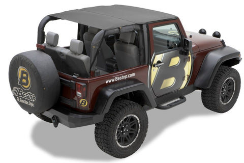 Bestop 10-18 Jeep Wrangler JK 2-Door Header Safari Bikini (Black Diamond) - 52583-35