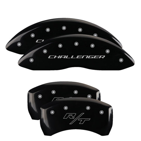 MGP 4 Caliper Covers Engraved Front & Rear Block/Challenger Yellow finish black ch - 12181SCLBYL