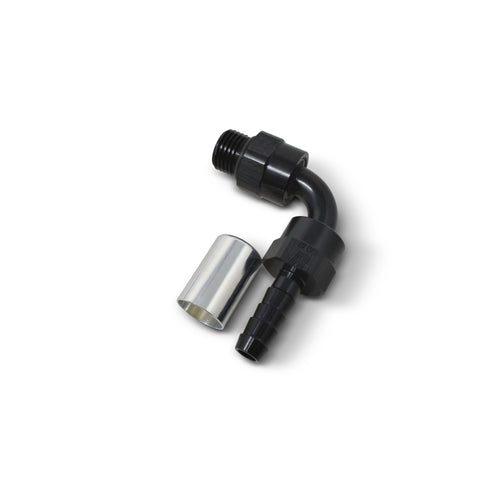Russell Hose End Crimp On 10 Sae Port Male To -8 Hose 90 Deg Swivel Blk Anodized - 610960