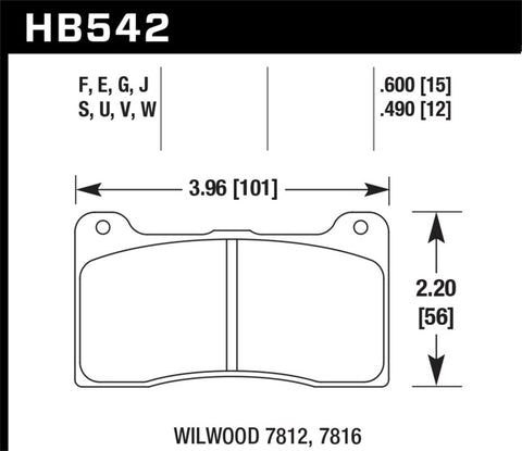 Hawk Wilwood 15mm DTC-30 Race Brake Pads - HB542W.600