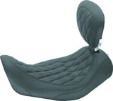 Mustang 06-17 Harley Dyna Wide Tripper Solo Seat w/Driver Backrest Diamond Stitch - Black - 79802