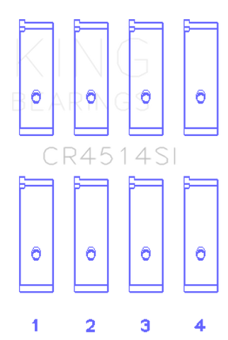 King Engine Bearings Toyota 1Azfe/2Azfe (Size +0.25mm) Connecting Rod Bearing Set - CR4514SI0.25