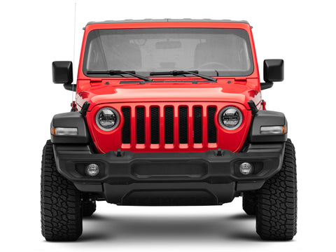 Raxiom 18-22 Jeep Wrangler JL/JT Axial 9-Inch LED Headlights w/RGB Halo- Blk Housing (Clear Lens) - J142668
