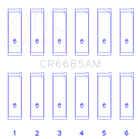 King Isuzu 6VD1 Connecting (Size +1.0) Rod Bearing Set - CR6685AM1.0