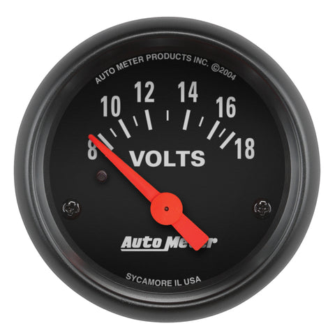 Autometer Z-Series 52mm 8-18 Volts Voltmeter Gauge - 2645